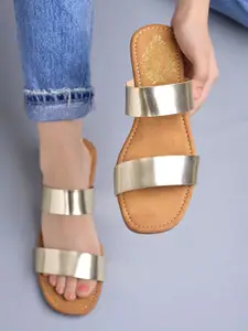 Shoetopia Women Textured Open Toe Flats