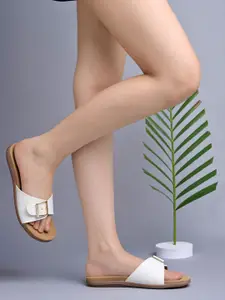 Shoetopia Women Solid Open Toe Flats with Buckles