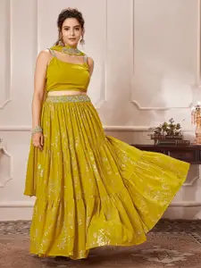 Janasya Sequinned Ready to Wear Lehenga & Blouse With Dupatta