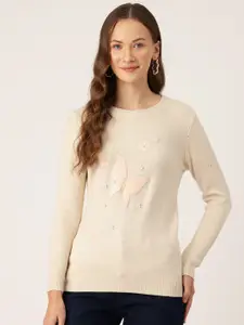 One Femme Women Embroidered Embellished Designer Sweater