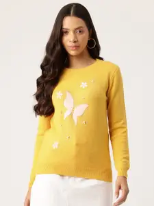 One Femme Women Embroidered Embellished Designer Sweater