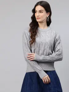 One Femme Cable Knit Woollen Pullover