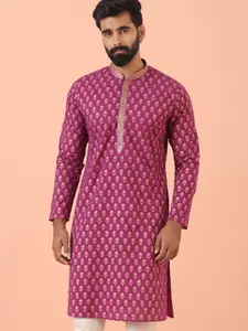 KISAH Men Printed Regular Fit Floral Kurta