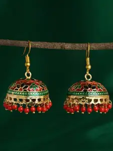 Fida Gold-Plated Beaded Dome Shaped Jhumkas