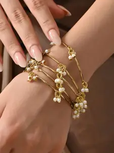 Fida Set Of 6 Gold-Plated Beaded Bangles