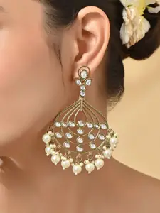 Fida Gold-Plated Pearls Beaded Contemporary Drop Earrings