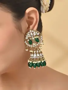 Fida Gold-Plated Kundan Beaded Dome Shaped Jhumkas