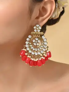 Fida Gold Plated Kundan Chandbalis