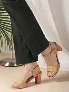 Inc 5 Women Textured Buckled Round Toe Block Sandals