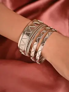 Fida Set Of 9 Silver Plated Oxidised Bangles