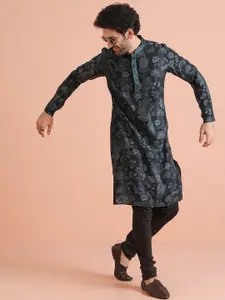 KISAH Men Printed Regular Fit Kantha Print Kurta Churidar Set