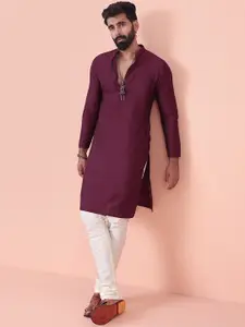 KISAH  Slim Fit Mandarin Collar Straight Kurta With Churidar