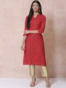 Rangriti Geometric Printed A-Line Kurta