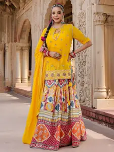 SCAKHI Embellished Beads and Stones Ready to Wear Lehenga & Blouse With Dupatta