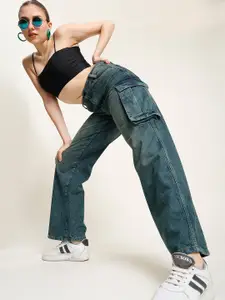 Bene Kleed Women Solid Classic Relaxed Fit High-Rise Low Distress Heavy Fade Jeans