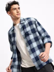 Aeropostale  Checked Knitted Relaxed Fit Pure Cotton Casual Shirt