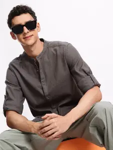 Aeropostale Mandarin Collar Opaque Pure Cotton Casual Shirt