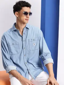 Aeropostale Chambray Opaque Pure Cotton Casual Shirt