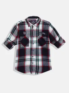 Monte Carlo Boys Acrylic Tartan Checked Textured Casual Shirt