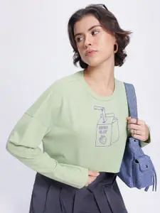 DressBerry Printed Boxy Crop Sweatshirt