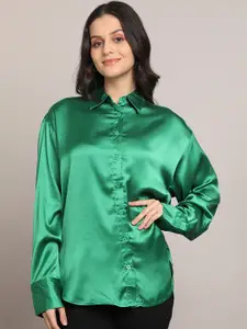 SAFFE Women Classic Spread Collar Solid Relaxed Fit Casual Shirt