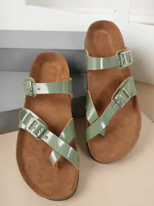 MOZAFIA Women One Toe Flats with Buckles