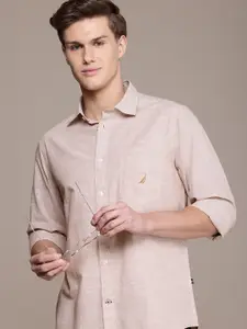 Nautica Men Smart Slim Fit Pinstriped Pure Cotton Casual Shirt