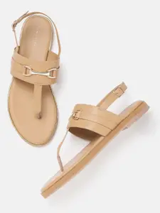 Lino Perros Metallic Detail T-Strap Flats