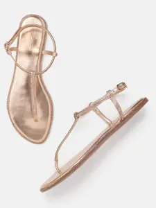 Lino Perros Embellished Party T-Strap Flats