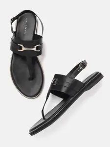 Lino Perros Metallic Detail T-Strap Flats