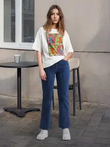 Flying Machine Women Straight Fit High-Rise Stretchable Jeans