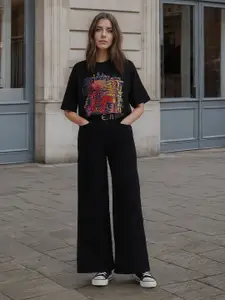 Flying Machine Women Wide Leg High-Rise Stretchable Jeans