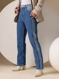 Chemistry Women Straight Fit High-Rise Colourblocked Stretchable Jeans