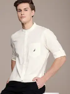 Nautica Men Smart Slim Fit Cotton Linen Casual Shirt