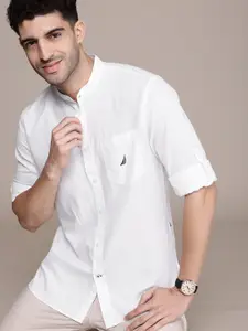 Nautica Men Smart Slim Fit Cotton Linen Casual Shirt