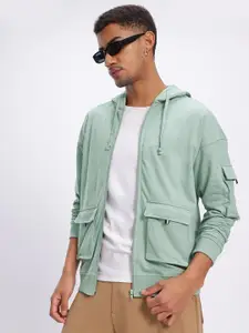 Kook N Keech Pockets Drop-Shoulder Sleeves Hooded Zip-Up Sweatshirt