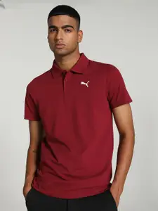 Puma Men Brand Logo Printed Slim Fit Polo Collar Cotton T-shirt