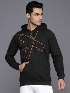HRX by Hrithik Roshan Printed Melange Effect Hooded Running Sweatshirt