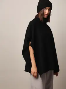 ONLY Women Solid Poncho Turtle Neck Sweater