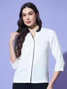 Trend Arrest Women Comfort Mandarin Collar Formal Shirt