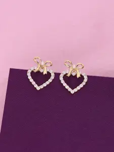 KAI JEWEL Gold-Plated Sterling Silver Heart Shaped Cubic Zirconia Studs