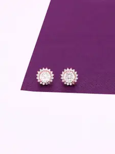 KAI JEWEL Rose Gold-Plated Sterling Silver Cubic Zirconia Circular Studs