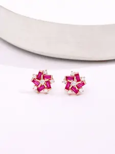 KAI JEWEL 92.5 Sterling Silver Rose Gold-Plated Cubic Zirconia Studs