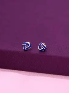 KAI JEWEL Rhodium-Plated Sterling Silver Cubic Zirconia Enamelled Studs