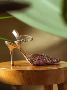 Saint G Printed Leather Stiletto Sandals