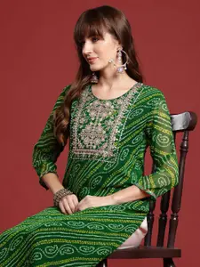 Indo Era Bandhani Printed Gotta Patti Georgette Kurta