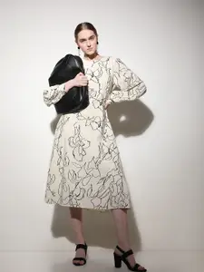 Vero Moda Floral Print Fit & Flare Midi Dress