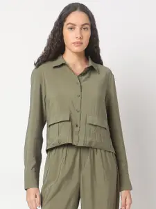 Vero Moda Women Spread Collar Solid Casual Shirt