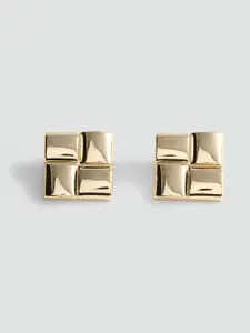 MANGO Textured Square Studs Earrings