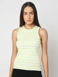 Vero Moda Women Vertical Striped Round Neck Cotton Top